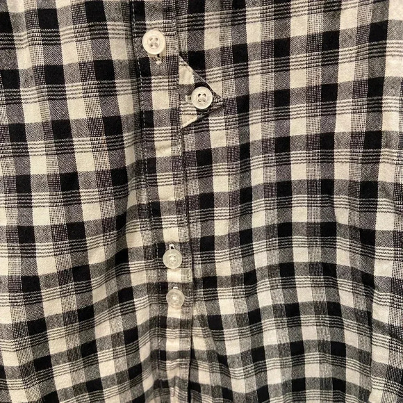 Roxy Women’s Black Cream Plaid Flannel Shirt Double Button Triangle Flap Size XS - Picture 2 of 12